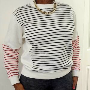 Striped White and Red Sweater